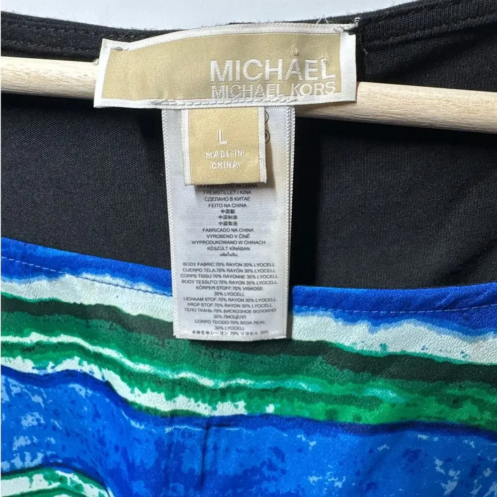 Michael Michael Kors Poncho Tunic Top with Split Sleeve Sz L Colorful Relaxed